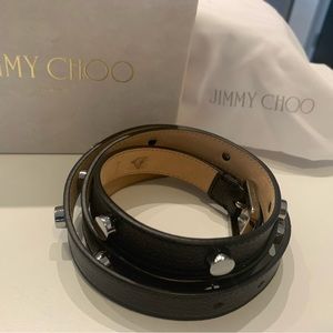 Jimmy Choo black studded genuine leather belt